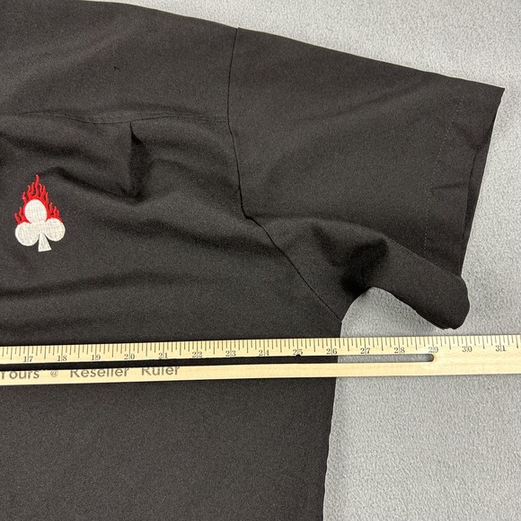 Johnny Suede Shirt Mens XL Black Bowling Flaming Card Suits Made USA Dice - Picture 10 of 11